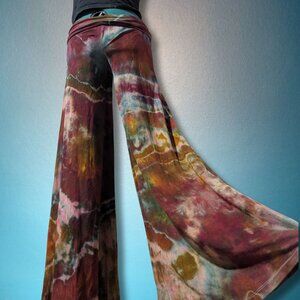 Hand Dyed Foldover Waist Palazzo Pants sz L